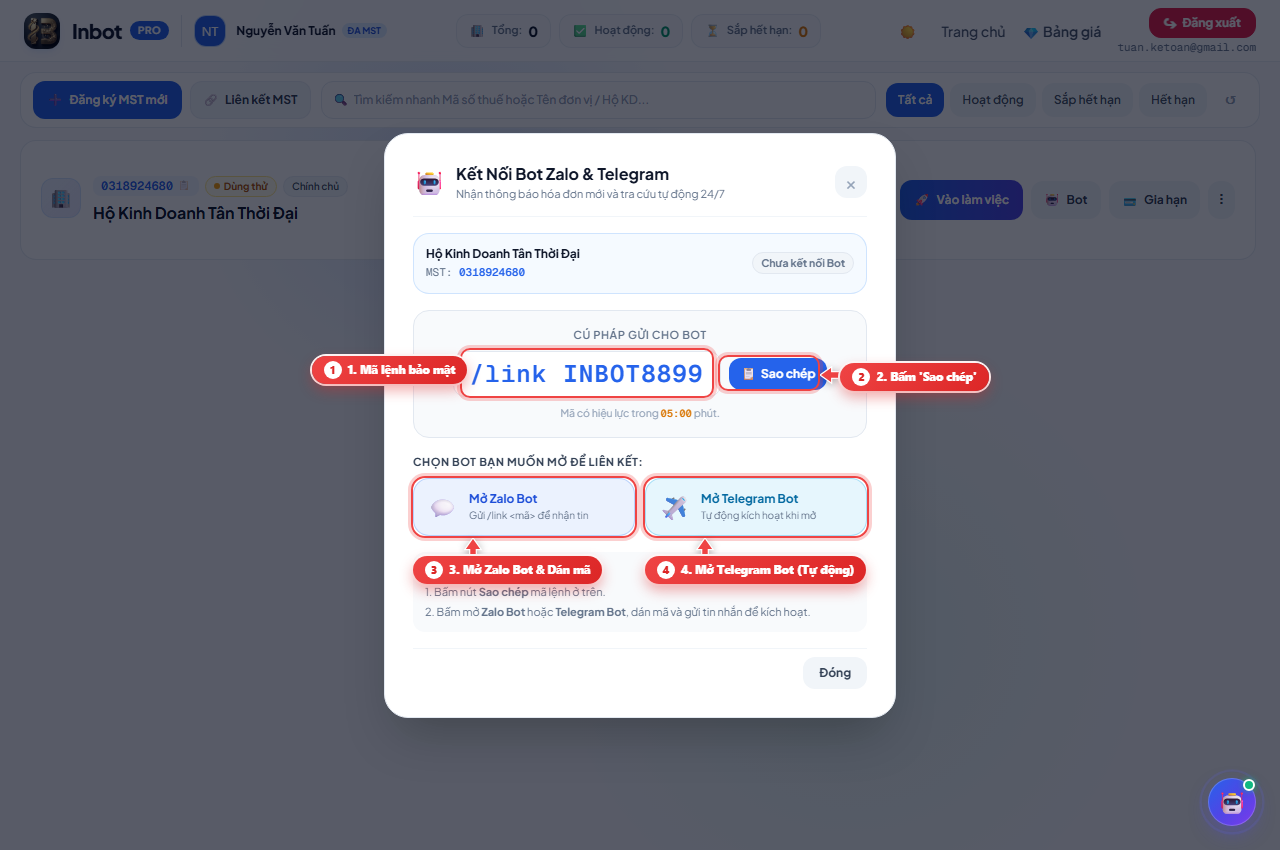 Kết nối Bot Zalo và Telegram báo cáo tự động 24/7