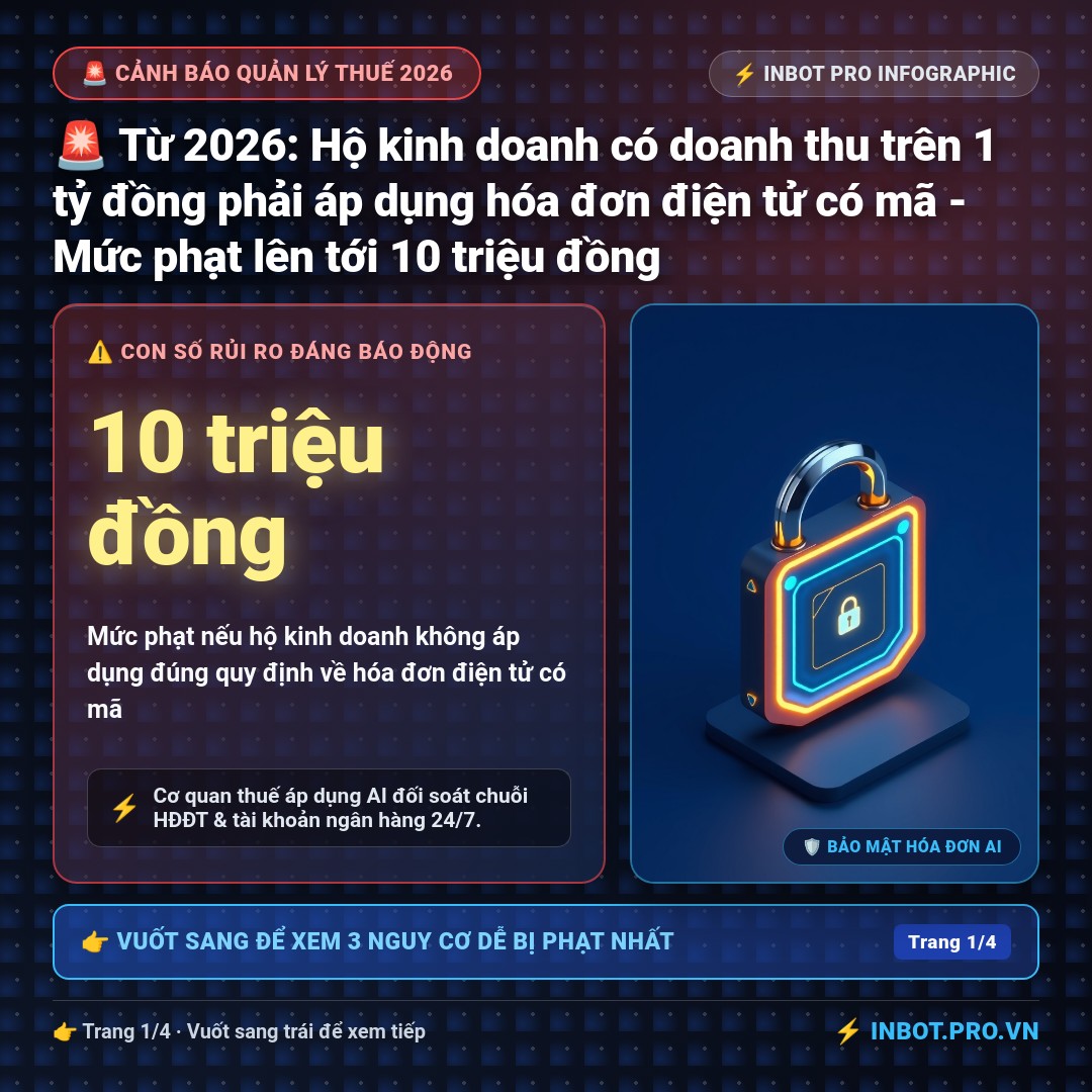 Slide 1 - 🚨 Từ 2026: Hộ kinh doanh có doanh thu trên 1 tỷ đồng phải áp dụng hóa đơn điện tử có mã - Mức phạt lên tới 10 triệu đồng