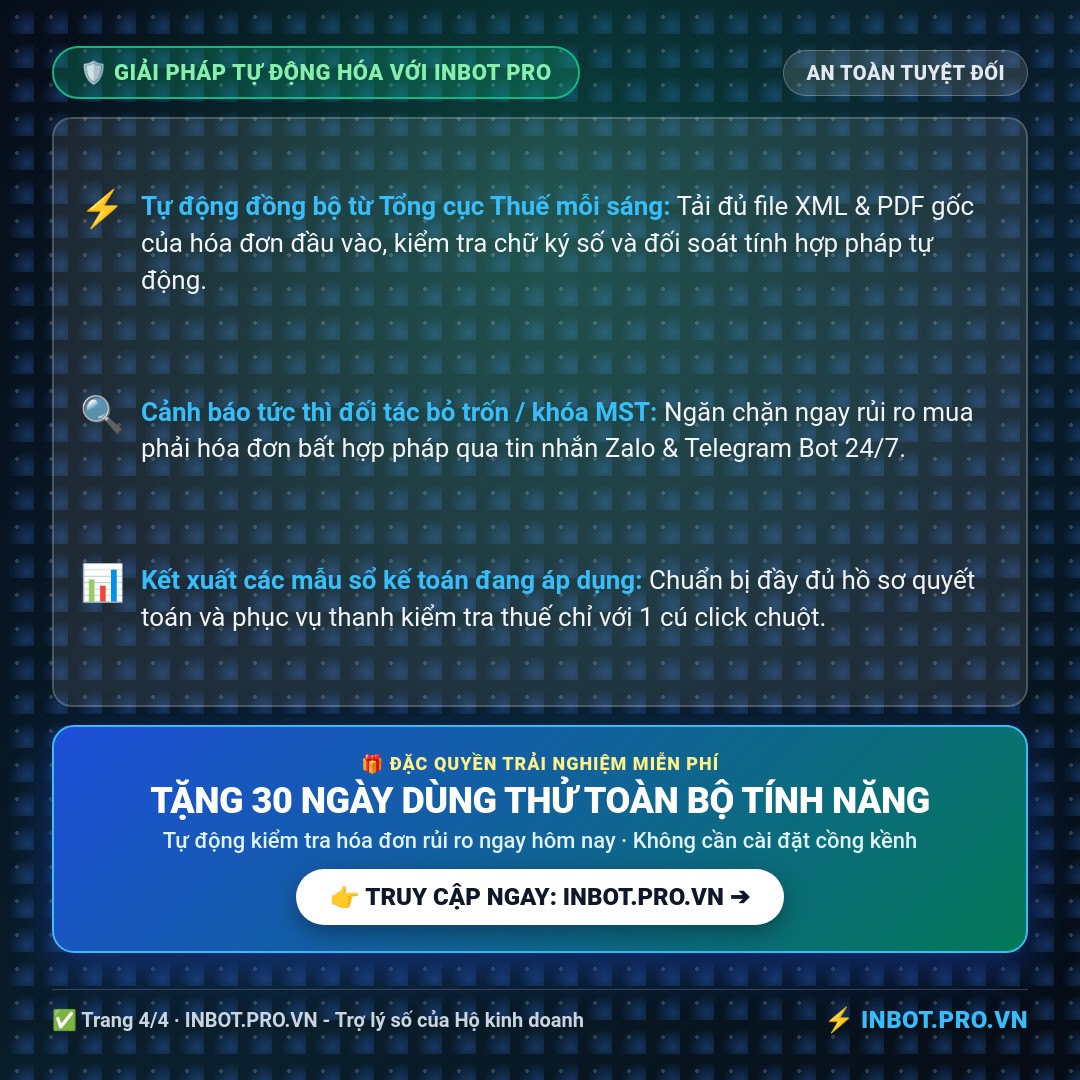 Slide 4 - Rủi Ro Hóa Đơn Đầu Vào 2026: Kiểm Soát Tự Động Với Inbot PRO